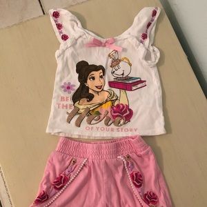 Disney Princess Belle shirt & shorts 2T